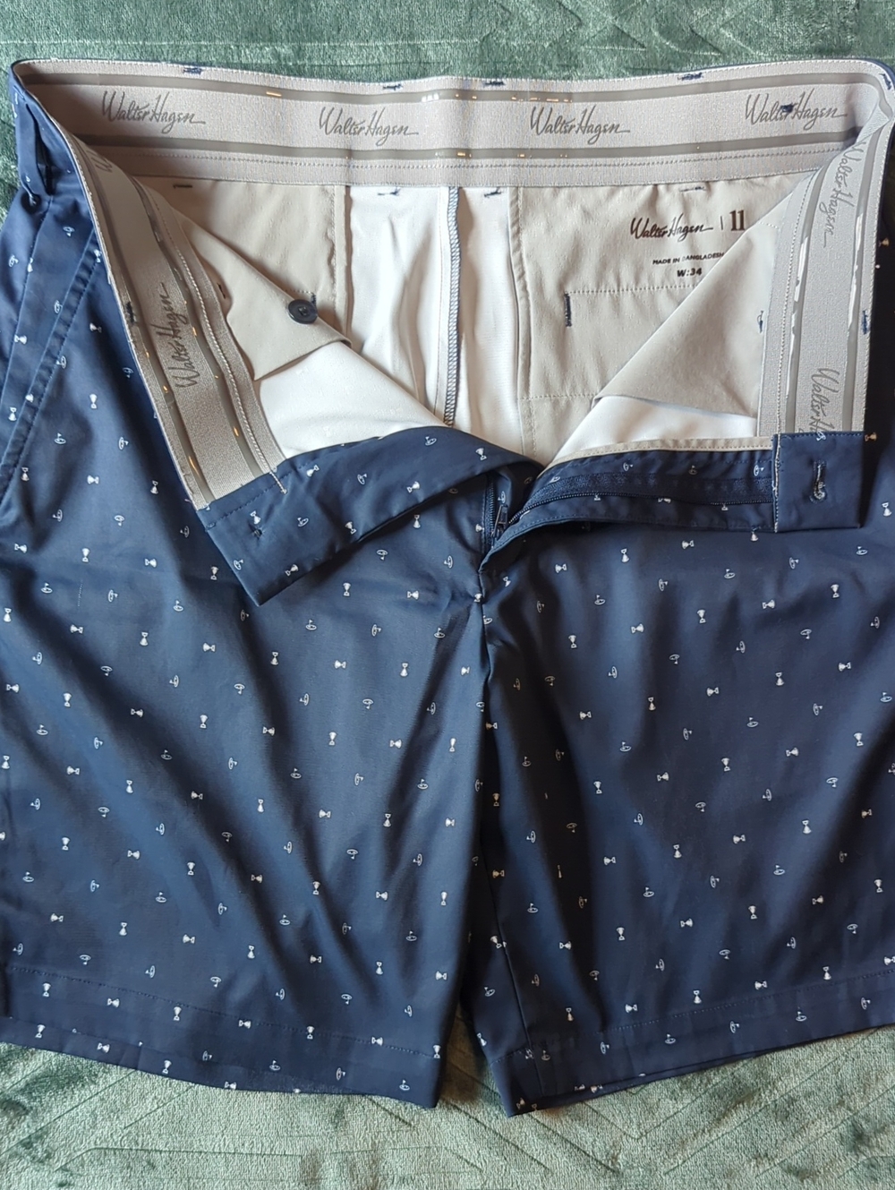 Walter Hagen Navy Golf Shirts with White Micro-Print
